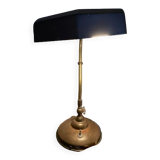 Lampe à poser ancienne col de cygne fil électrique à l'ancienne en fonctionnement abat-jour en verre