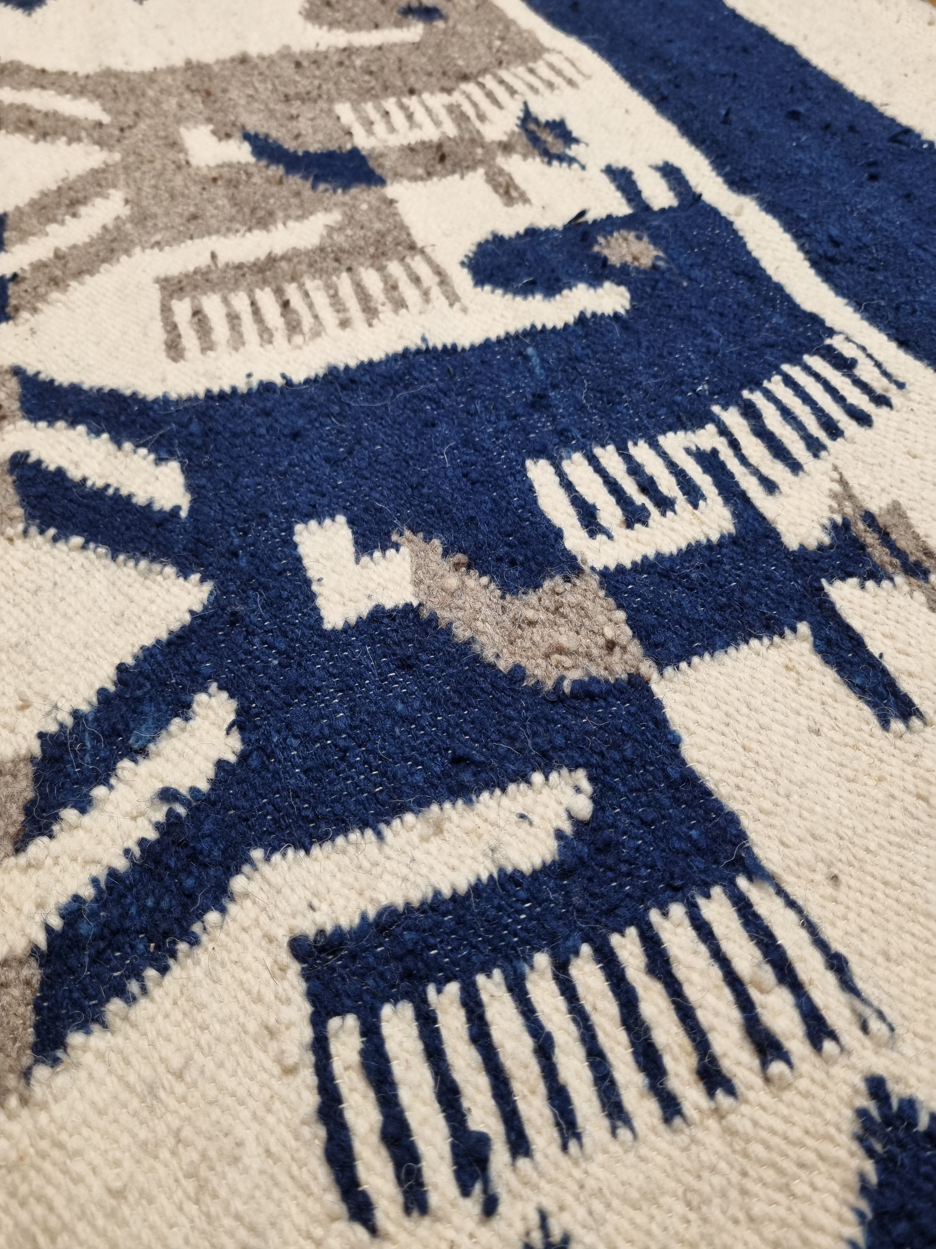 Handmade wool carpet "Pampa" with ethnic motifs from South America, 144 cm x 84 cm