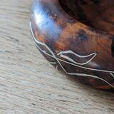 Artisanal ashtray in solid olive tree
