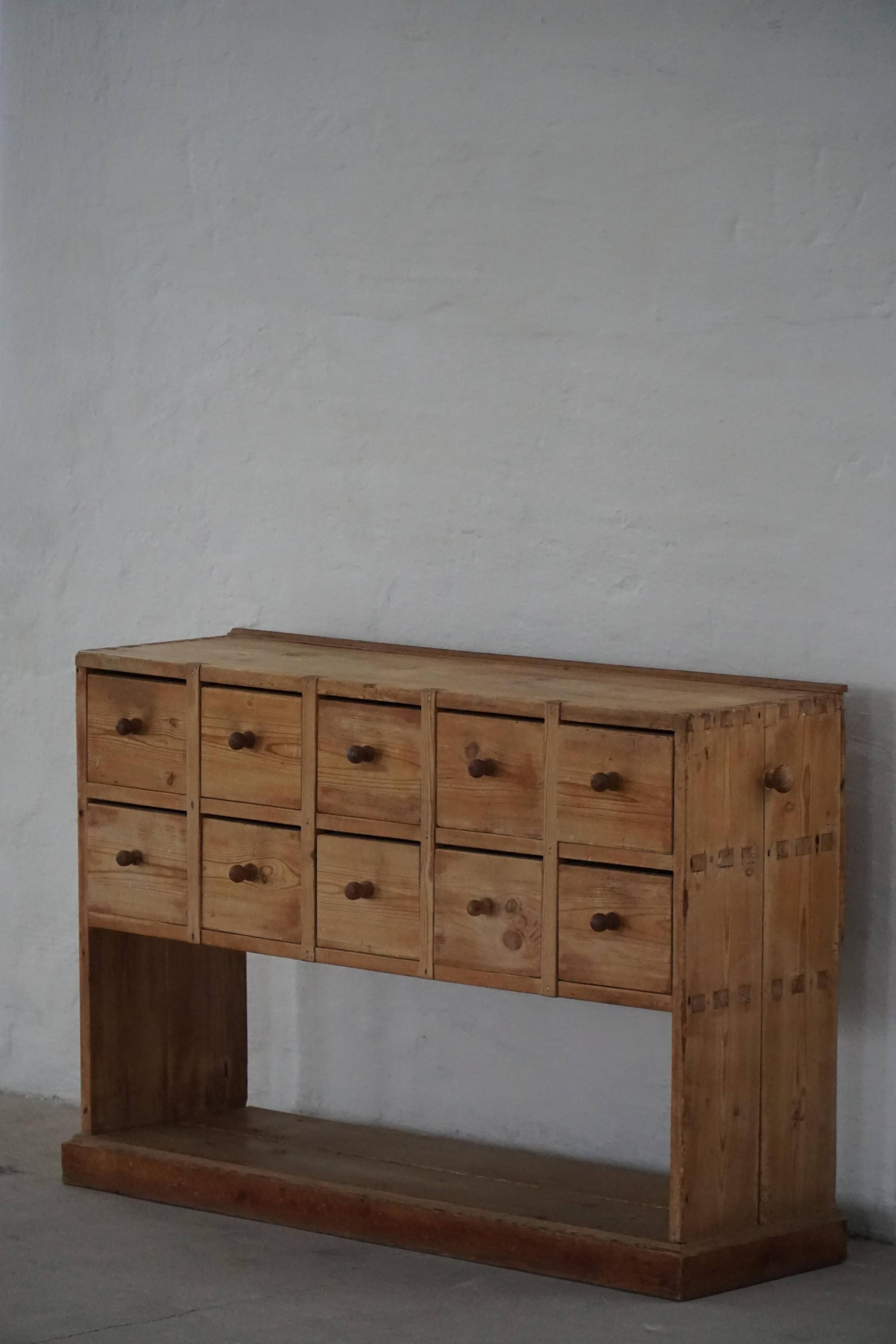 Danish apothecary cabinet in antique pine from the 19th century / Console, 1850–1880s