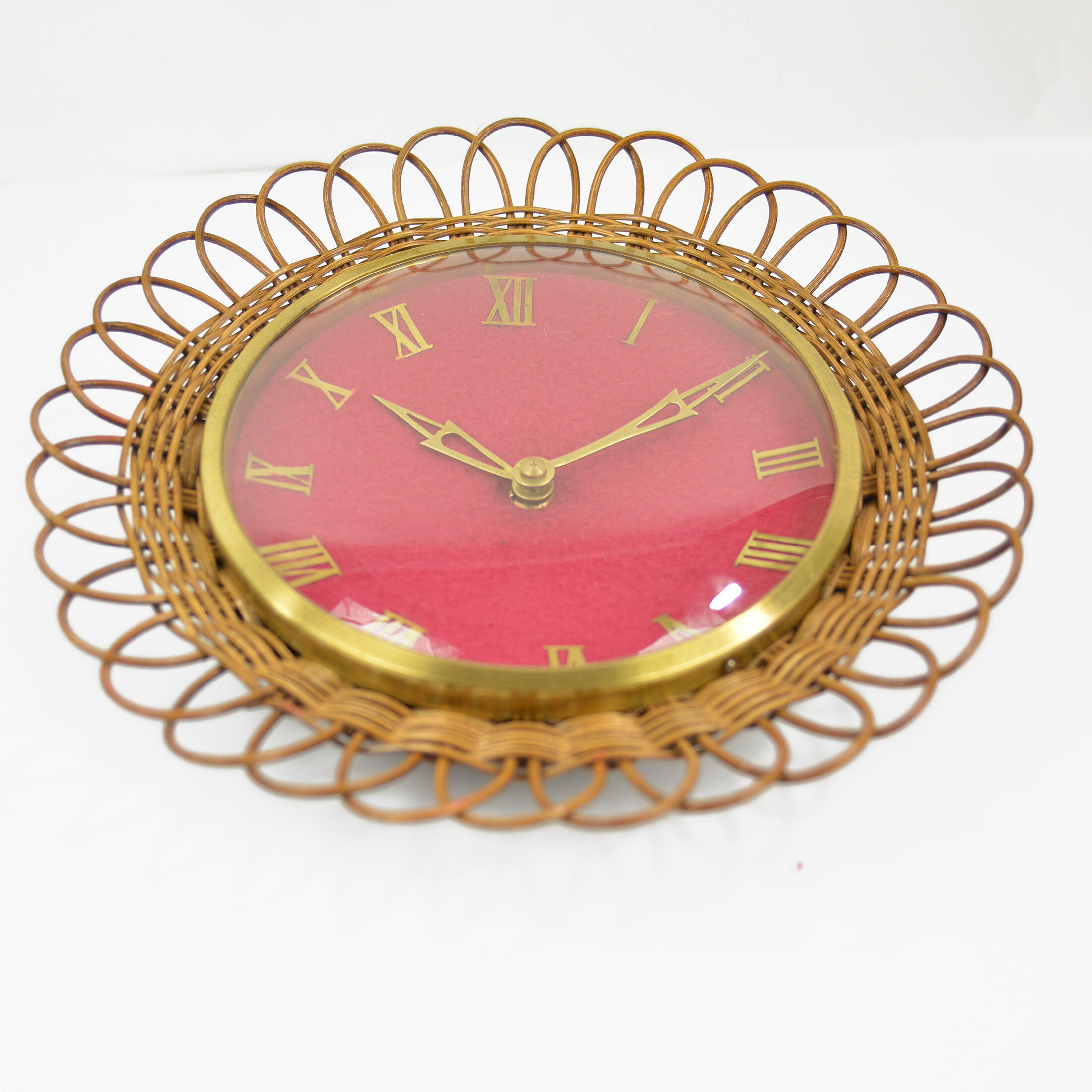 1960s Wicker wall clock UPG Halle, Germany