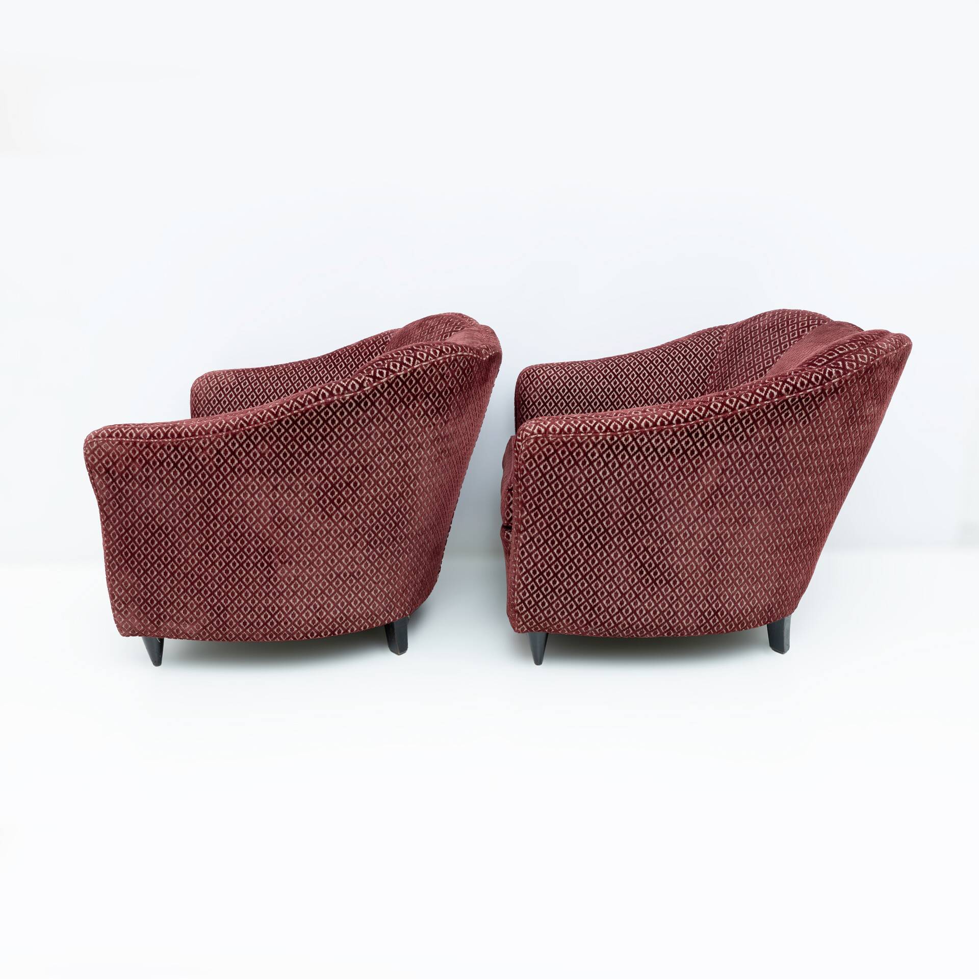 Pair of Gio Ponti Mid-Century Modern Velvet Armchairs for Casa e Giardino