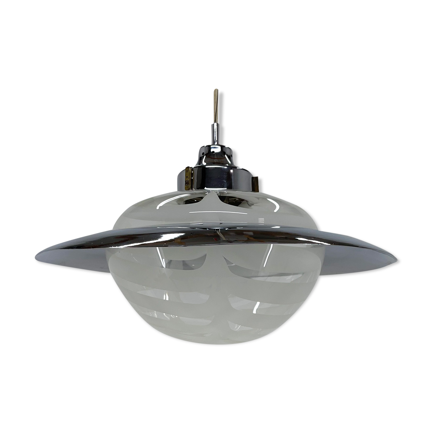 1970's italian murano glass and chrome pendant 'saturn'
