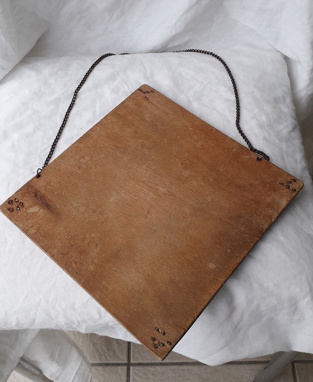 Square pewter mirror