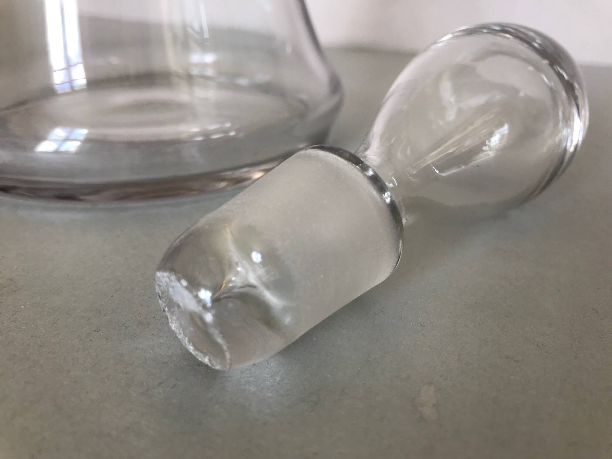 Antique engraved glass carafe