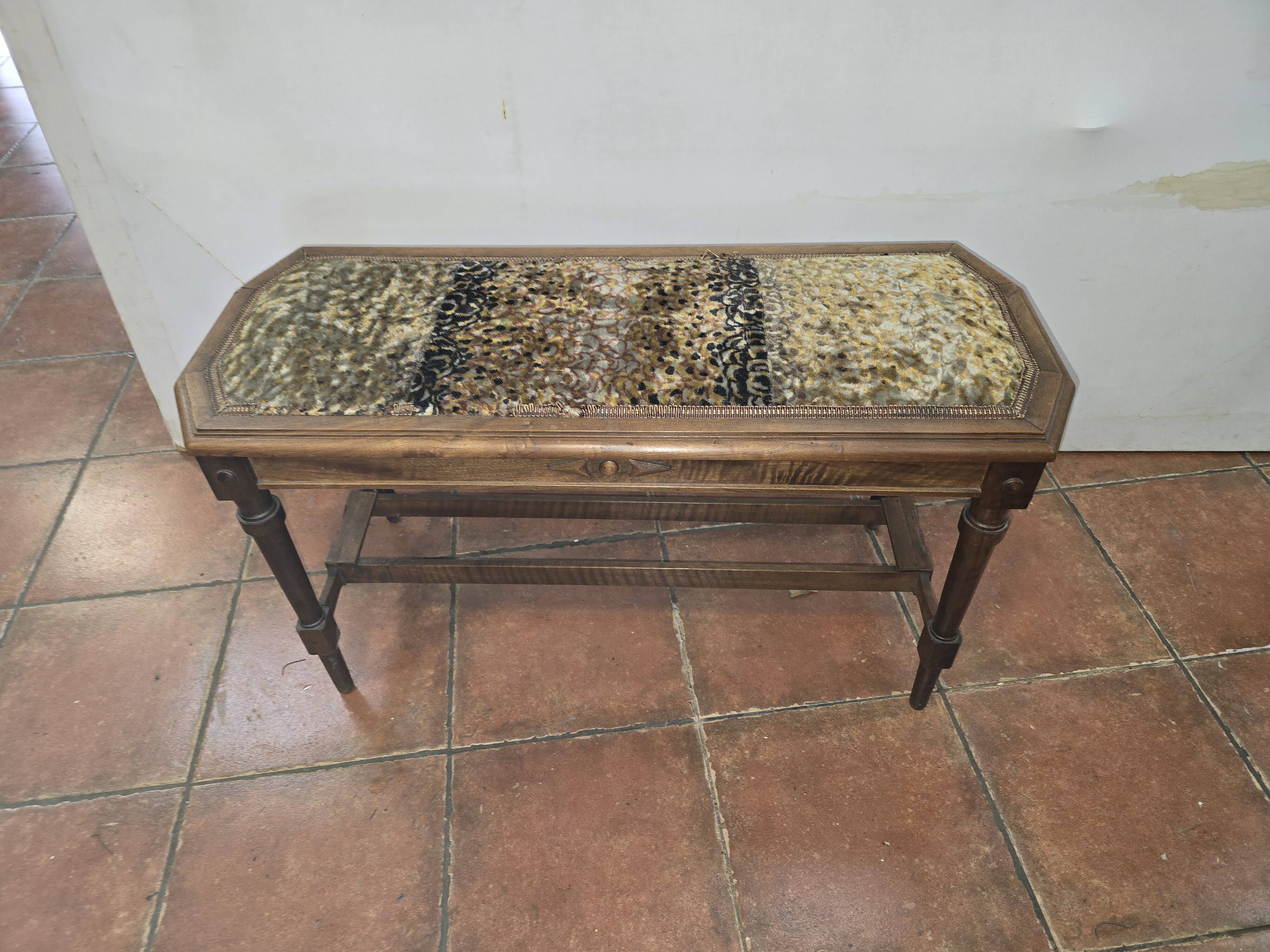 Antique walnut piano bench