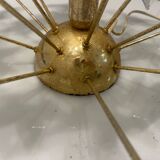 Lampe de table en verre de Murano blanc et laiton, années 1970