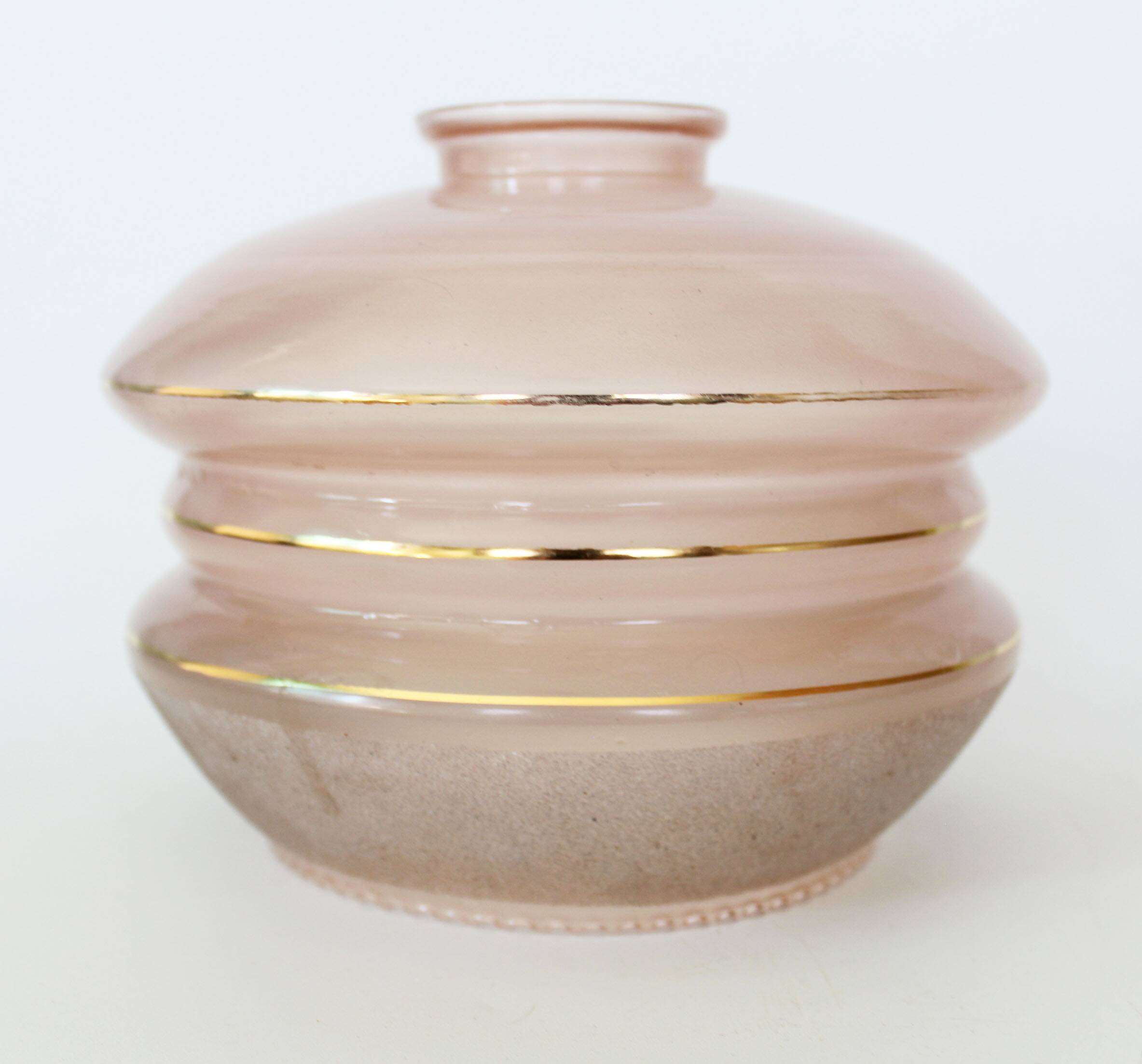 Large Art Deco frosted pink glass globe, shade, frosted glass
