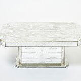 Rare coffee table in mosaic of mirrors by Daniel Clément around 1970