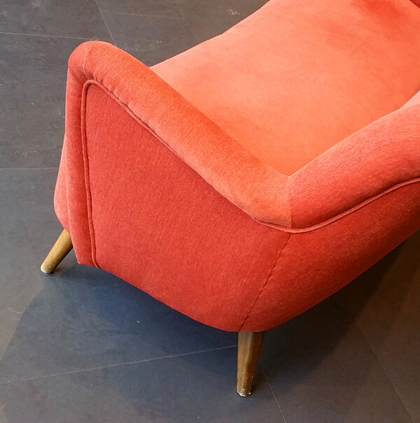 Canapé sofa Haricot vintage années 50/60 rouge