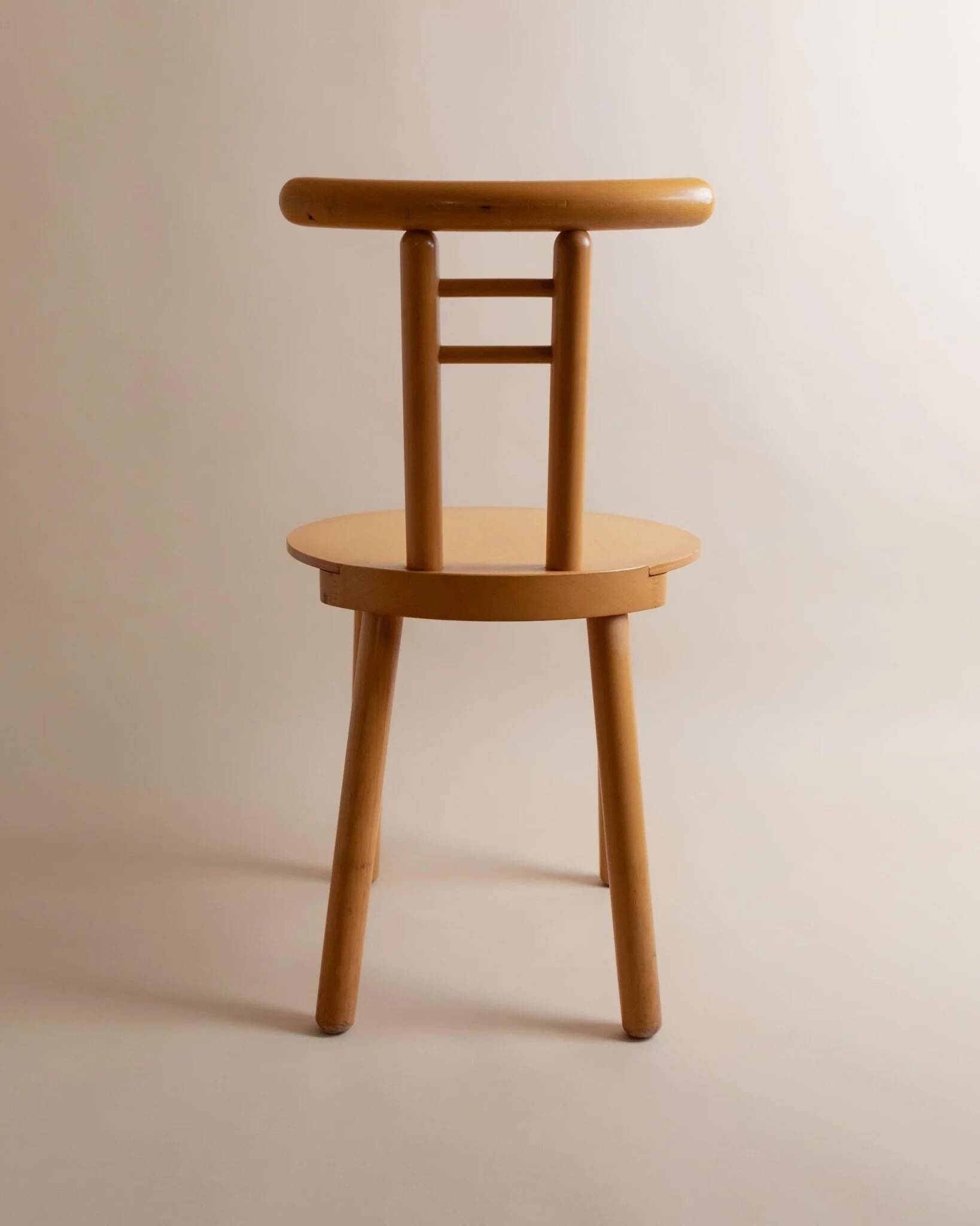 Light Wood Vintage Chair - 1980s Italian Minimalist, Japanese-Inspired, Solid Wood, Batch of 2