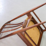 Chaises de salle à manger scandinaves à dossier fuseau en palissandre et revêtement blanc cassé