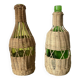 Glass bottles and woven rattan