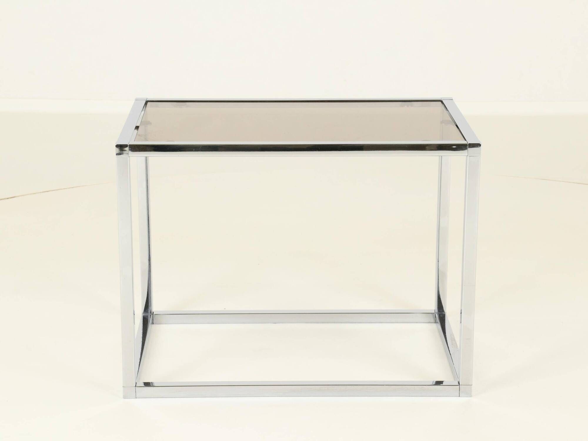 Coffee or Side Table in Chroom & Smoked Glass by Belgo Chrom, Belgium,1970s