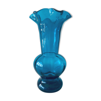 Old blue duck vase with collar