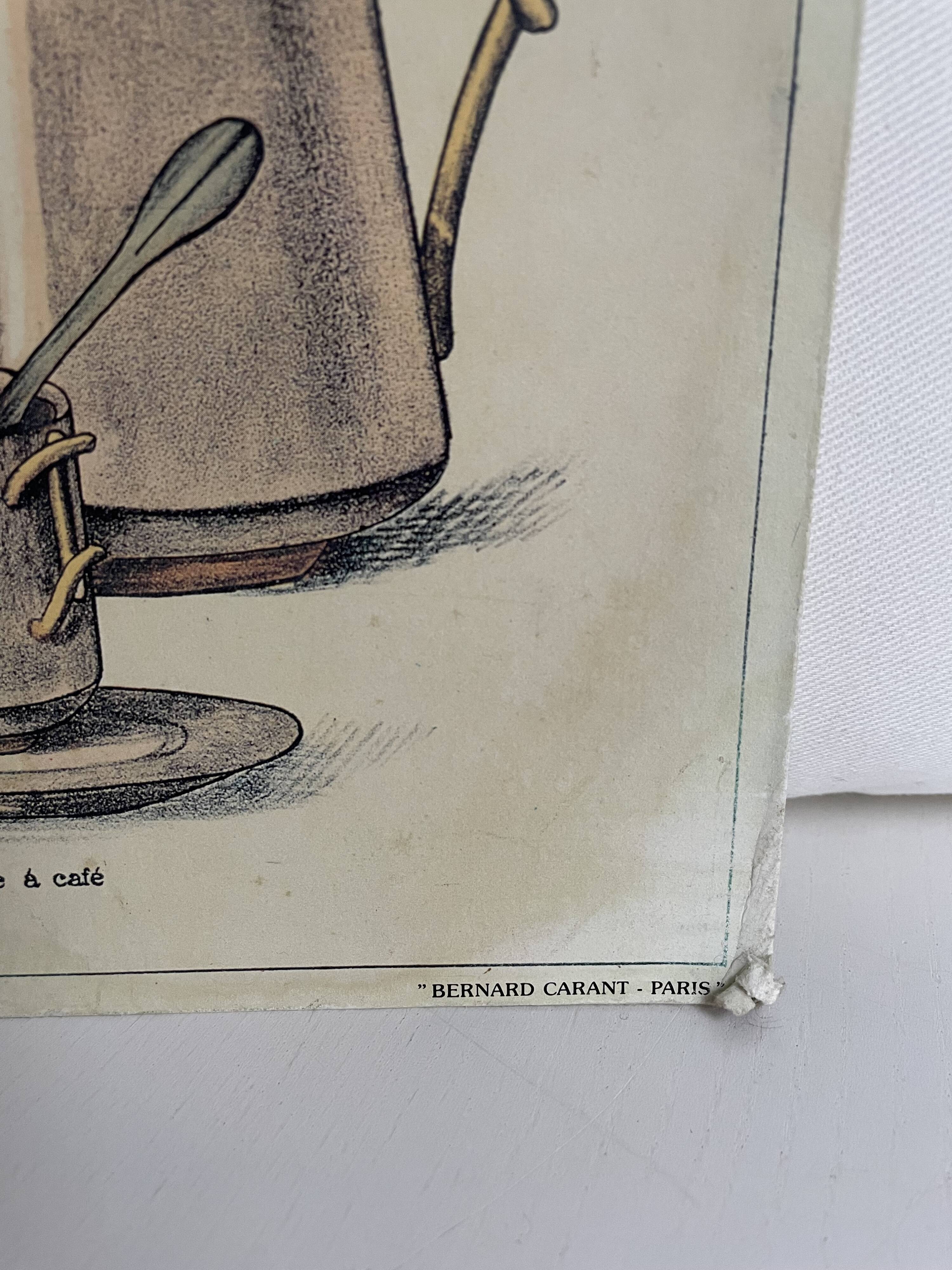 Le Café - Affiche pédagogique Deyrolle imprimée par Bernard Carant, Paris
