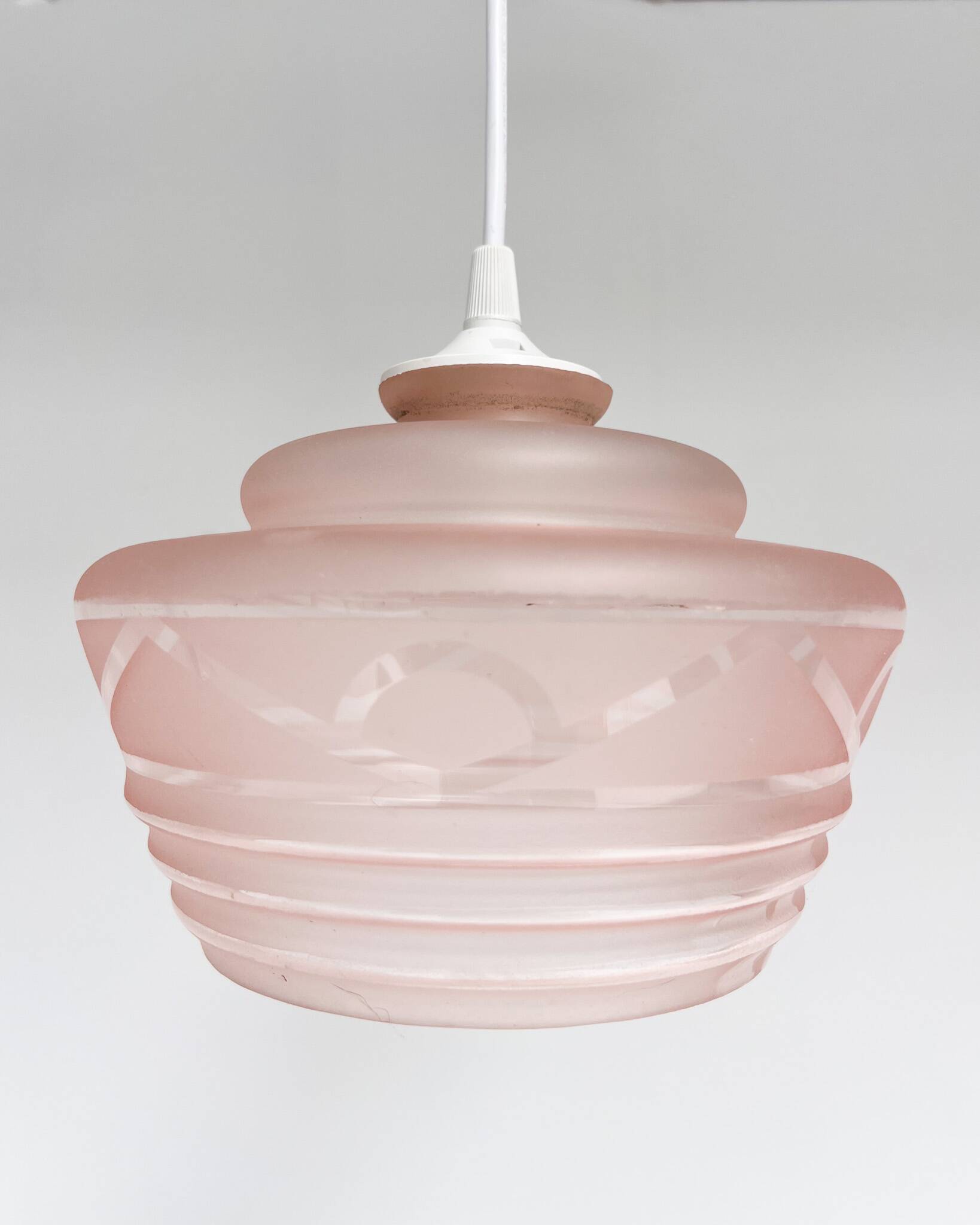 Pink glass ceiling lamp (per piece), 1960s