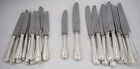 Ercuis Perles 24 knives, 12 table knives + 12 cheese knives in silver-plated metal, nearly new.