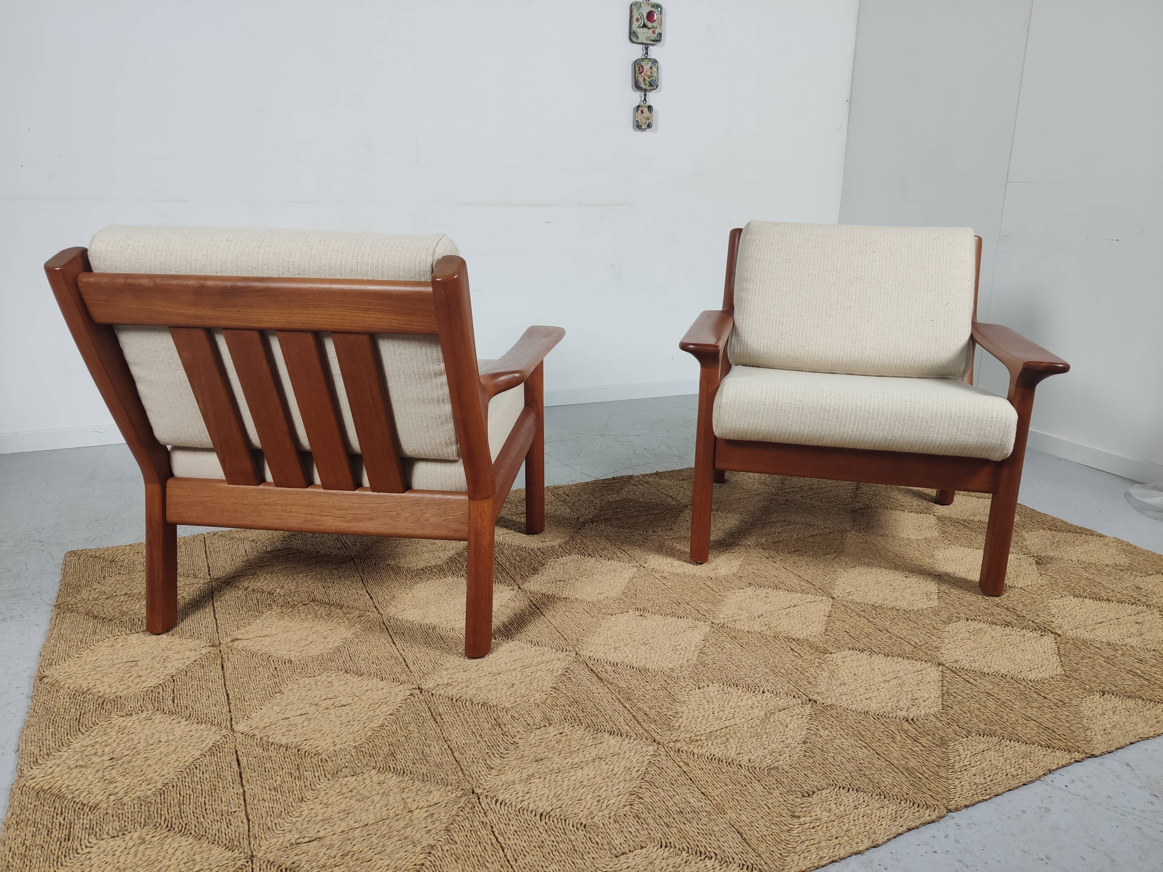 Pair of teak chairs Juul Kristensen for Glostrup Denmark 1960s