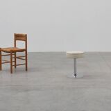 Vintage Mid-century design stool in chrome with white leather seat, 1970s