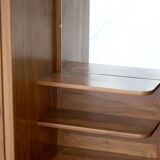 Superb asymmetrical wardrobe in solid walnut, forming a dressing table