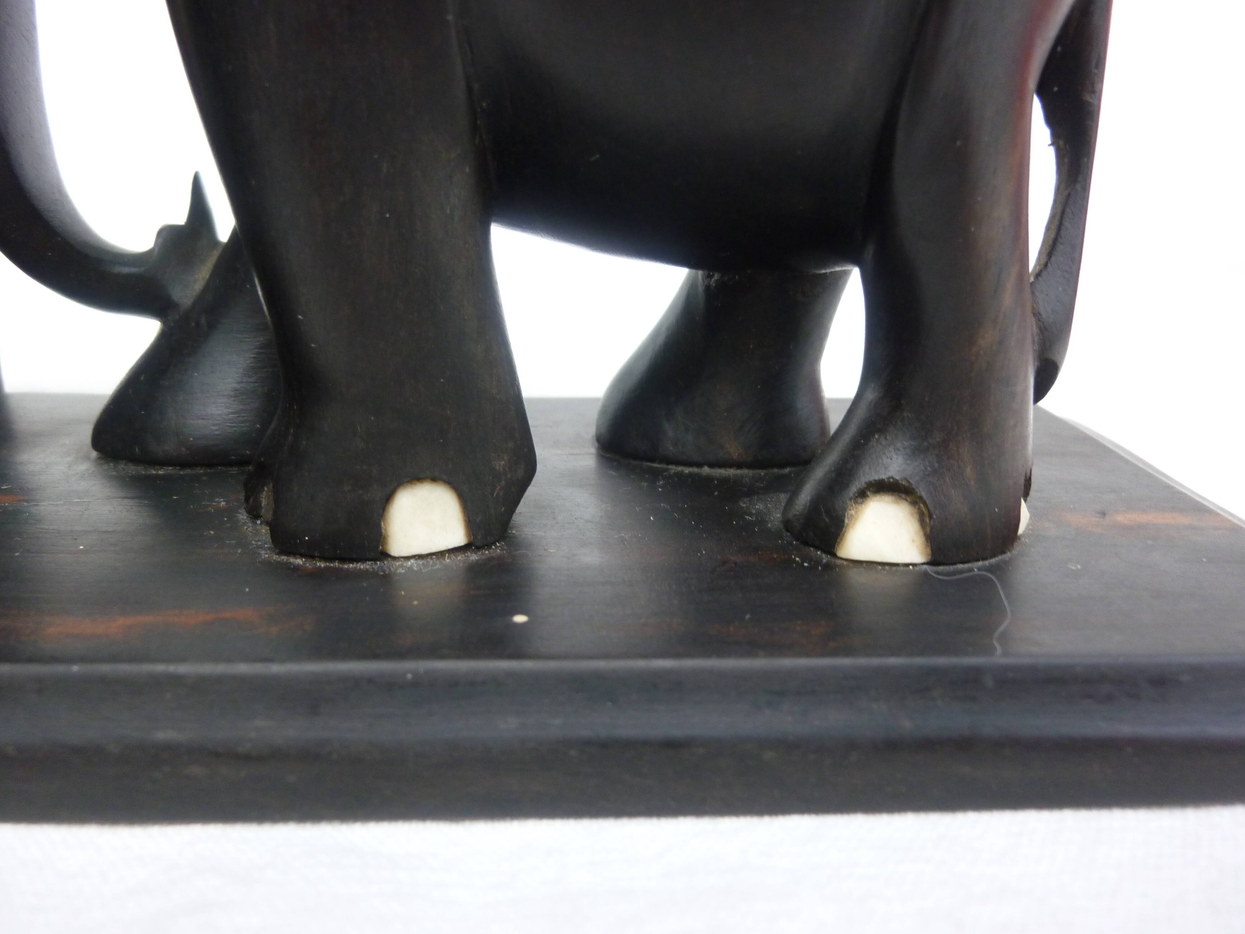 Former pair of ART DECO book greenhouses with ebony elephant motifs
