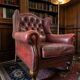 Vintage Chesterfield armchair in Oxford Blood leather / single seat