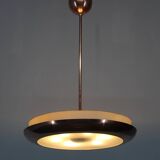 1930s "ufo" chandelier in copper finish by josef hurka, czechoslova