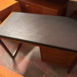 Bureau rétro vintage en teck et cuir du milieu du siècle – Élégant et fonctionnel des années 1960