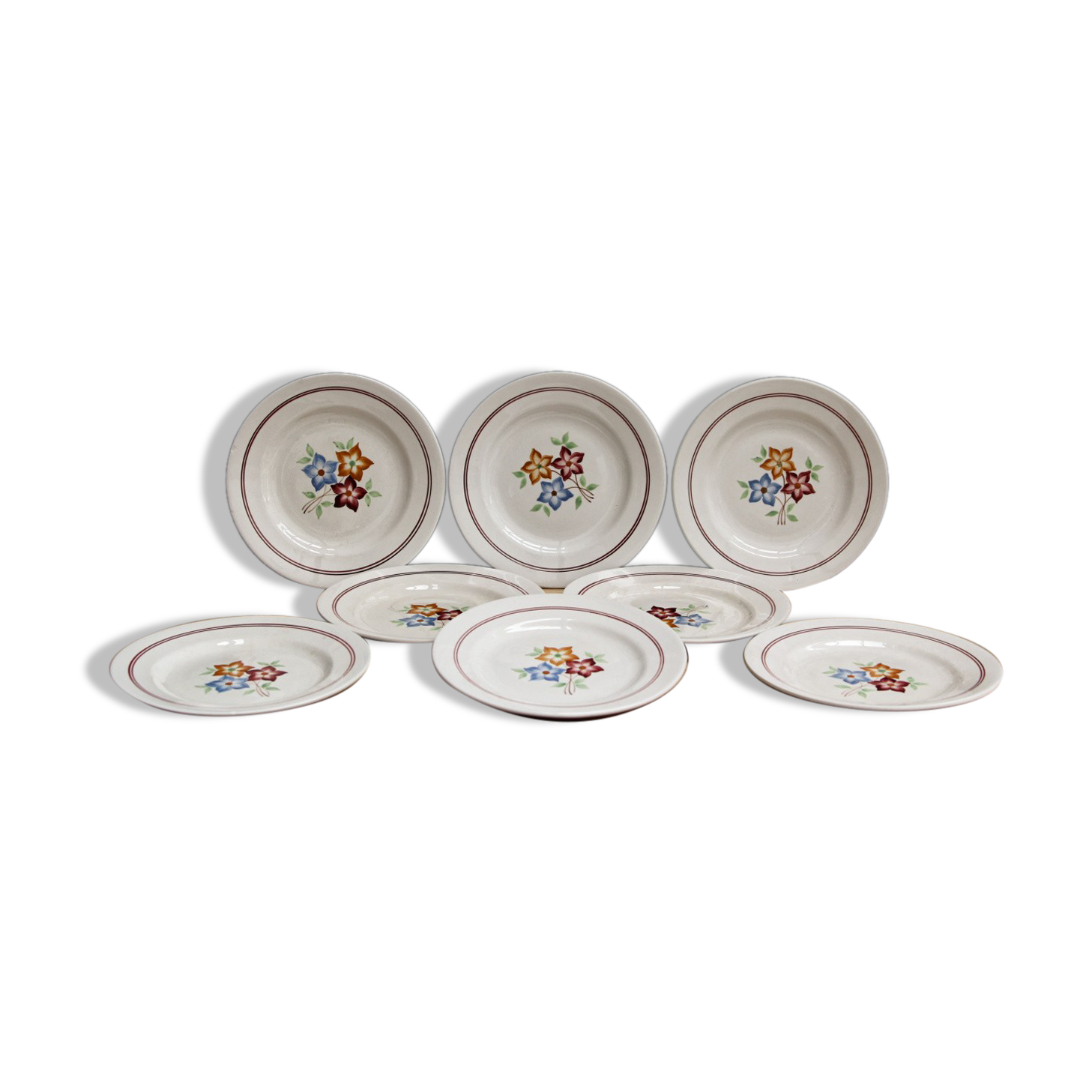 Lot of dessert plates in faience - Mill of Wolves - The Hive