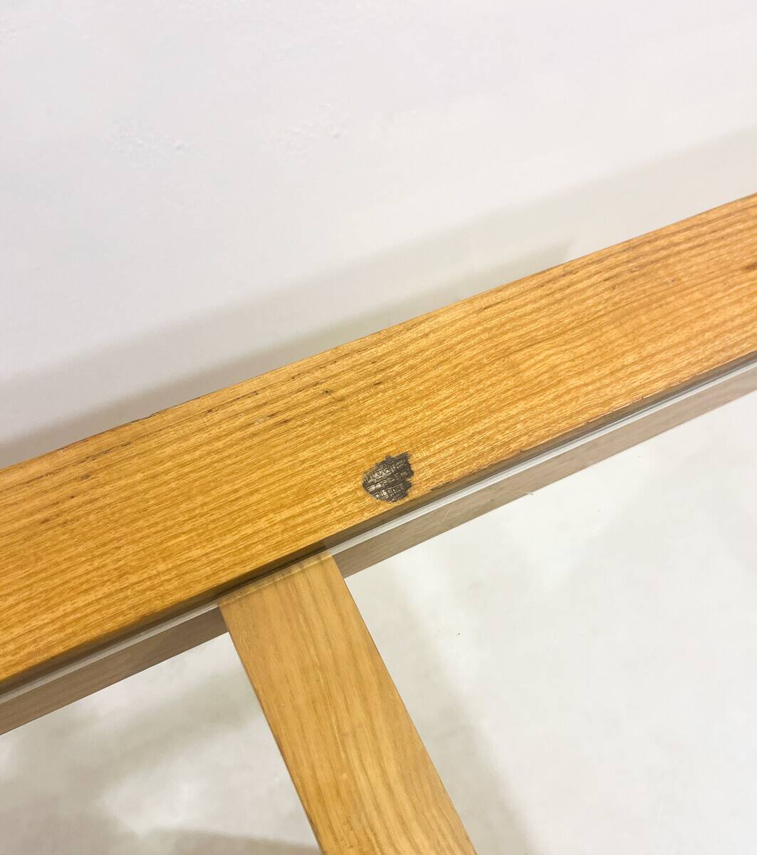 Mid-Century Dining Table, Wood with Glass Top, Italy, 1970s