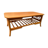 Rattan and wood coffee table from the 70s