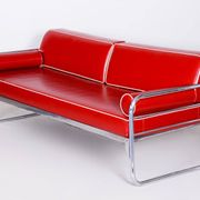 Bauhaus Sofa in Chrome and Leather attributed to Hynek Gottwald, Czech, 1930s