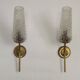 French Retro 1960s Single Wall Light In Gold Metal Clear Pattern Shade 5416