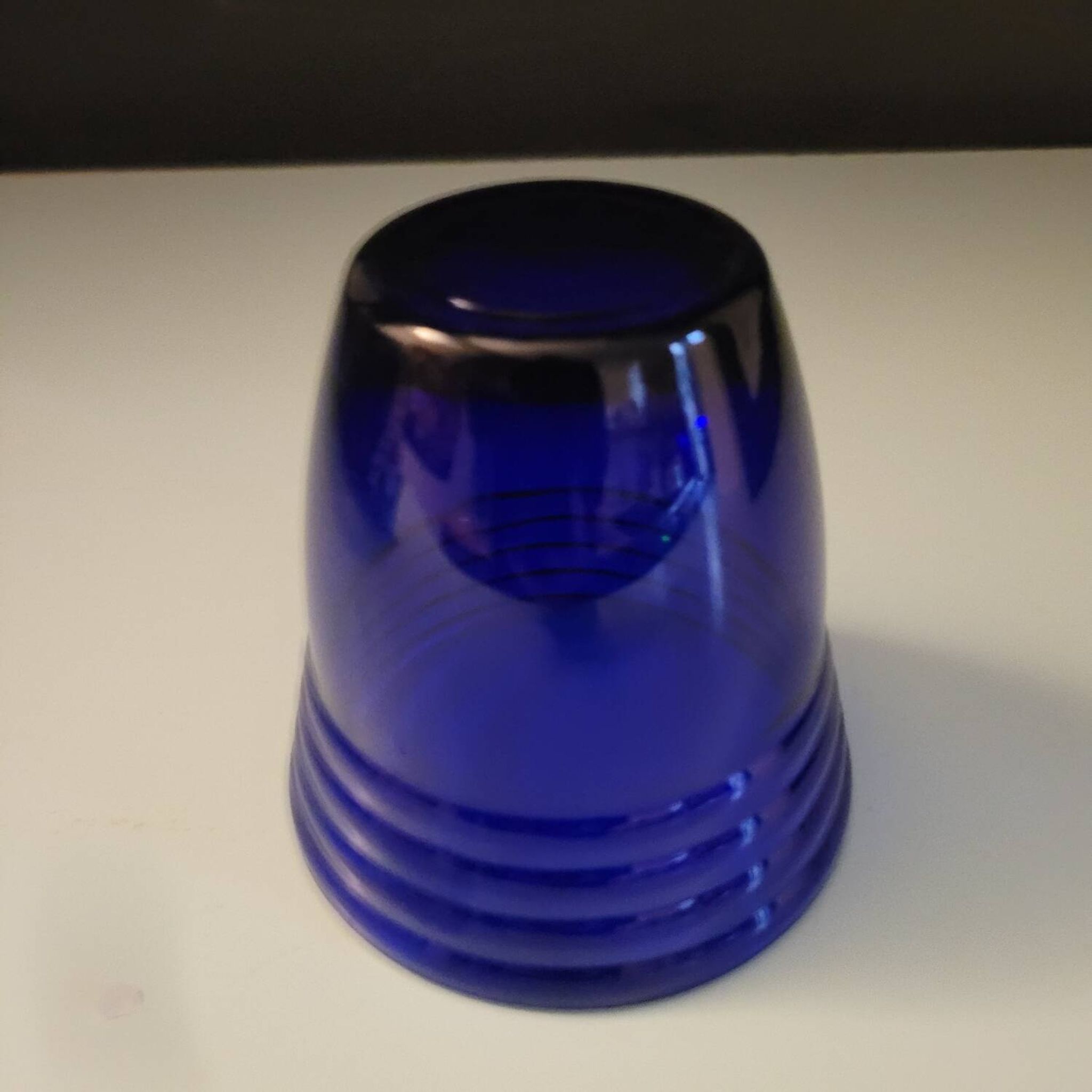 Cobalt blue glass with reliefs – modernist design – France, 1970s