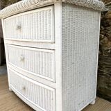 80s rattan chest of drawers