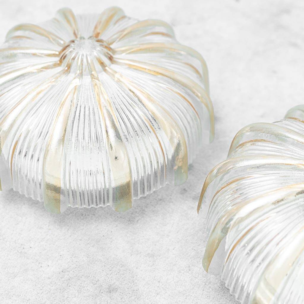 Pair of vintage wall lights in worked transparent glass – 1970s