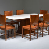 Italian Art Deco Dining Table with Marble Top Japan Inspired - 1940's