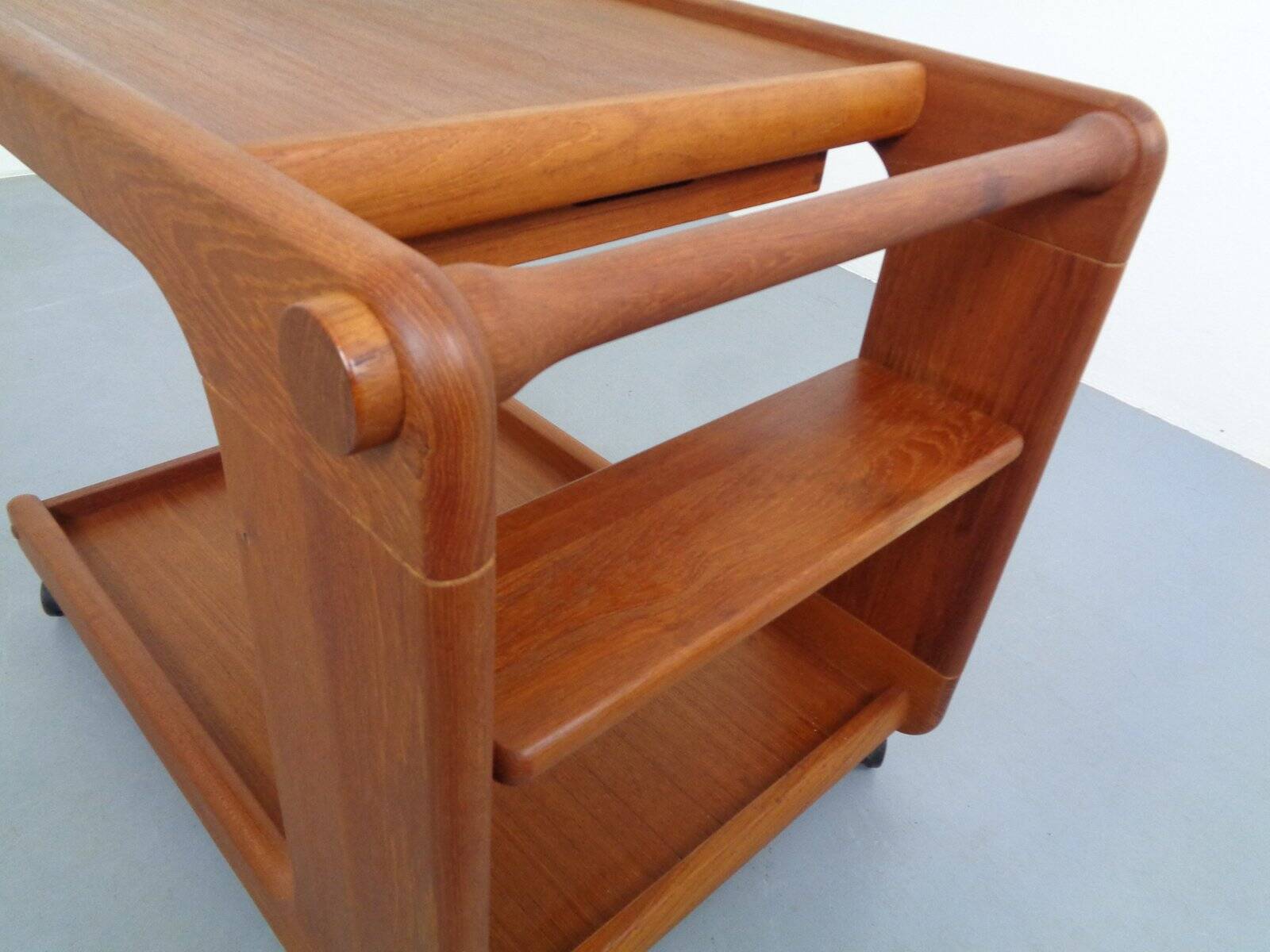 Large Rollable Teak Bar Cart, 1960s