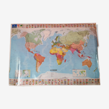 Carte du monde plastifié vintage michelin 1994 1995 143cm sur 100 cm