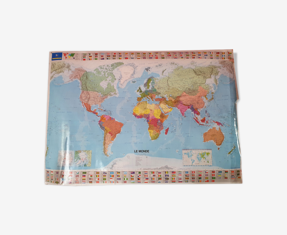 Carte du monde plastifié vintage michelin 1994 1995 143cm sur 100 cm