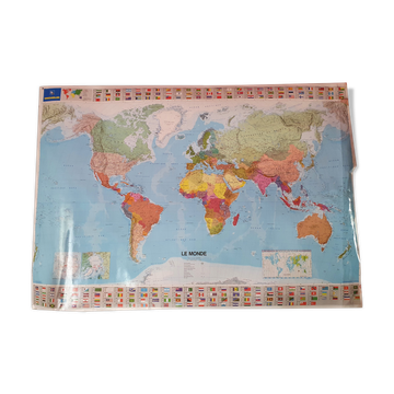 Carte du monde plastifié vintage michelin 1994 1995 143cm sur 100 cm