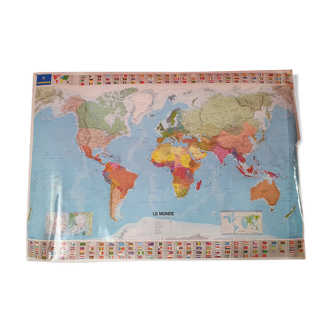 World map laminated vintage michelin 1994 1995 143cm on 100cm