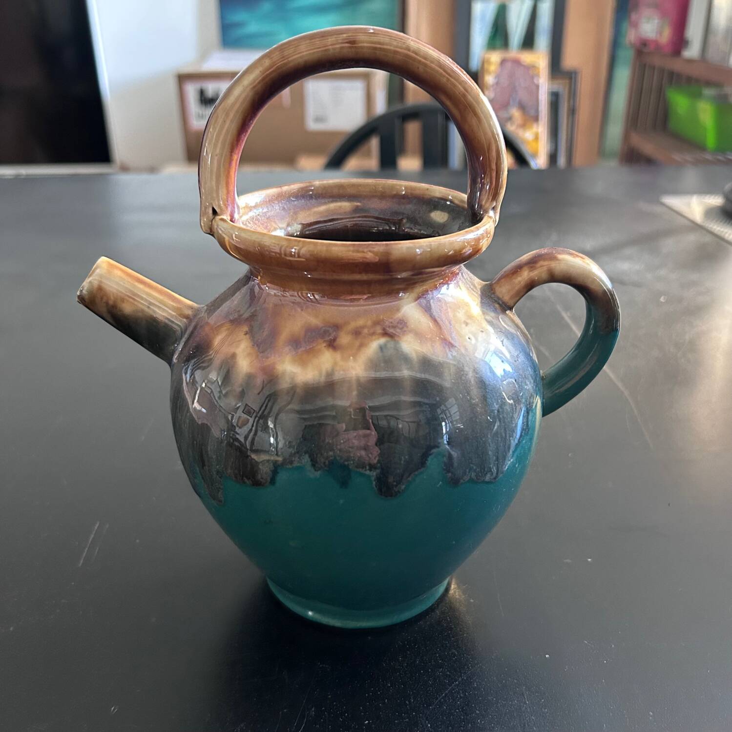 Green and ochre flamed goat