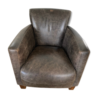 Fauteuil en cuir marron