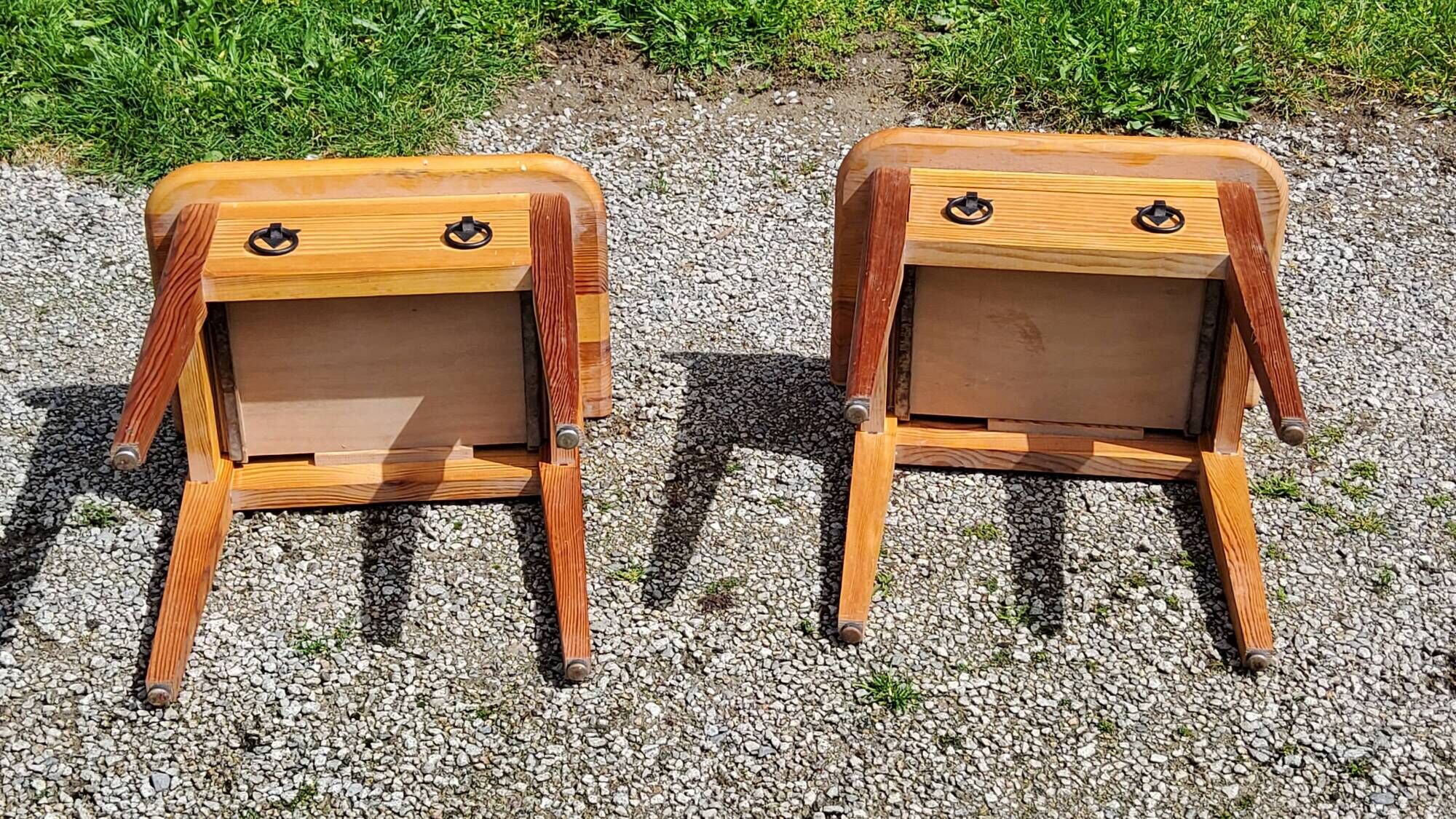 Pair of vintage bedside tables from the 70s in solid pine