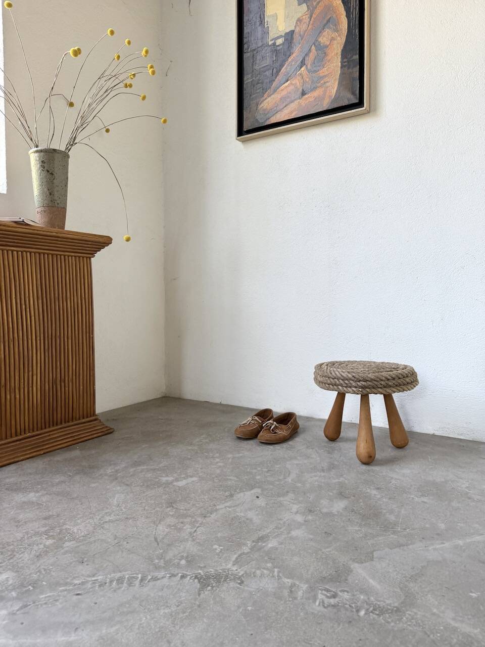 Tabouret corde et chêne Audoux Minet