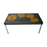 Low table tray vintage ceramic flowers