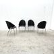 Set of 4 chairs by Bernard Dequet for Protis France Design in cast aluminum and leather, France 1980