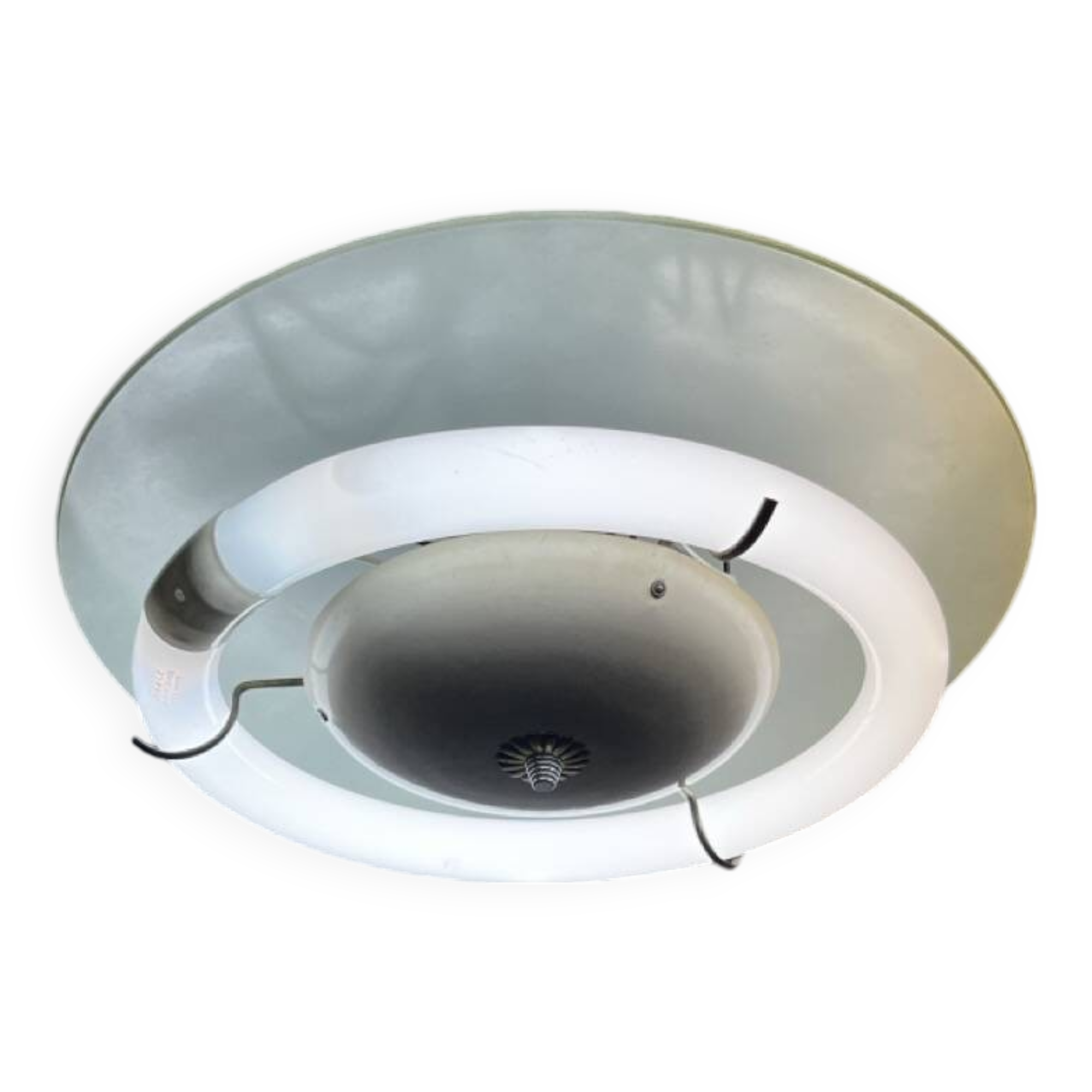 Lampe à suspension Lightolier, années 50, Italie, Space Age, milieu du siècle, fluorescente